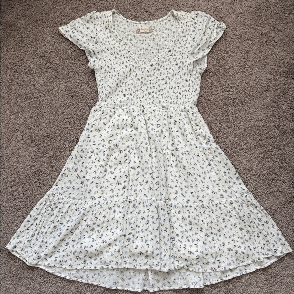 Altar'd State White and Blue Floral Dress